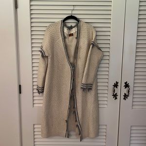 Cardigan with Raw Hem along sleeve and center
